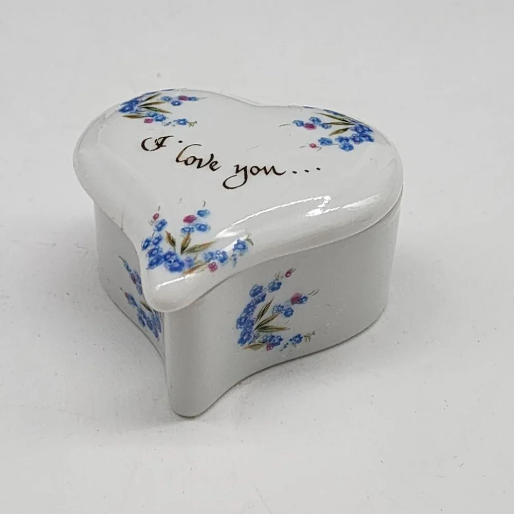 Lefton Trinket Box Heart Shaped I Love You Hand Painted Ceramic 2
